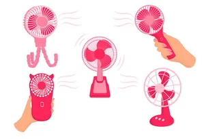Hình ảnh cái quạt màu đỏ cầm tay file vector mẫu OC14