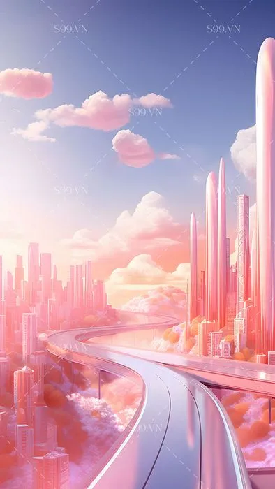 Background Thành Phố Hồng Mơ Mộng Đồ Họa PNG