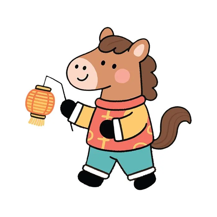 Linh Vật Ngựa Tết Nguyên Đán Dễ Thương - Minh Họa Vector EPS