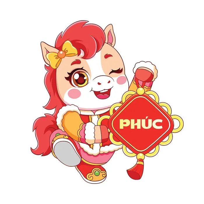 Linh Vật Ngựa Tết Nguyên Đán Dễ Thương - Minh Họa Vector EPS