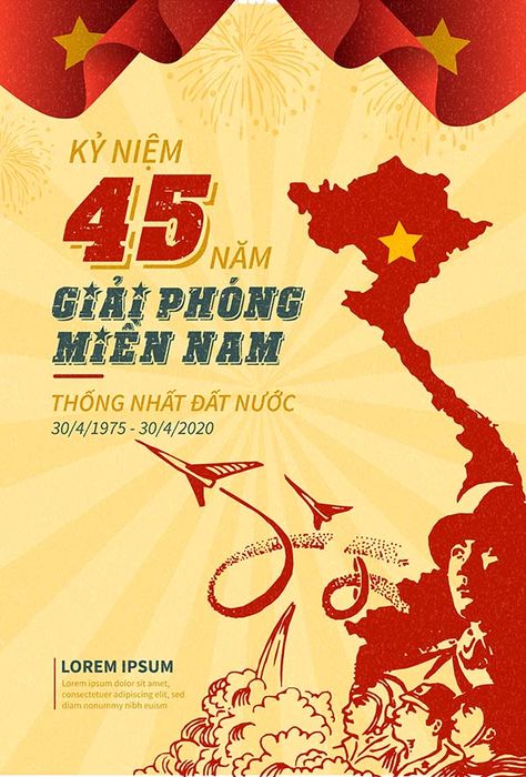 Poster chào mừng ngày giải phóng miền nam nền màu đỏ file vector mẫu CR1393
