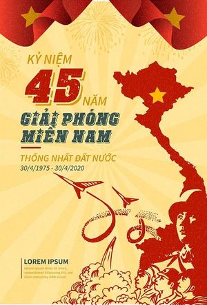 Poster chào mừng ngày giải phóng miền nam nền màu đỏ file vector mẫu CR1393