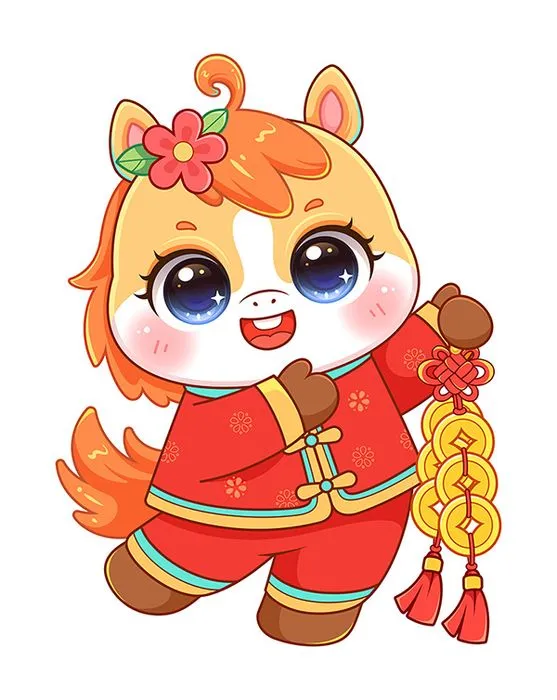 Linh Vật Ngựa Tết Dễ Thương - Hình Minh Họa EPS Vector