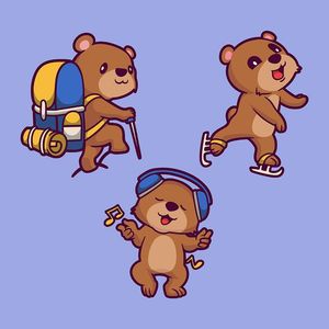 Hình ảnh chú gấu đi leo núi file vector mẫu CR157