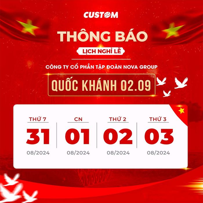 Banner lịch nghỉ lễ quốc khánh 2-9 file PSD mẫu CR1337