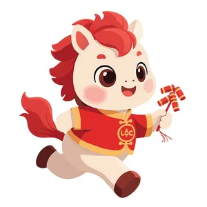 Linh Vật Ngựa Tết Nguyên Đán Dễ Thương - Minh Họa Vector EPS