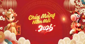 Banner Tết 2026 Ất Tỵ Phong Cách Hoạt Hình Dễ Thương