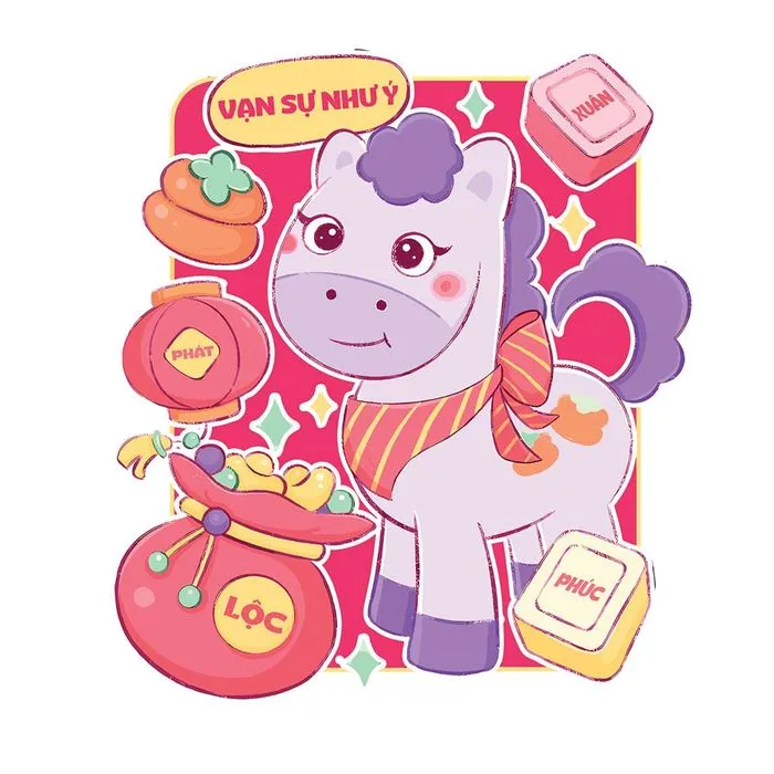 Ngựa Tết Giáp Thìn - Hình Minh Họa Vector Dễ Thương (EPS)