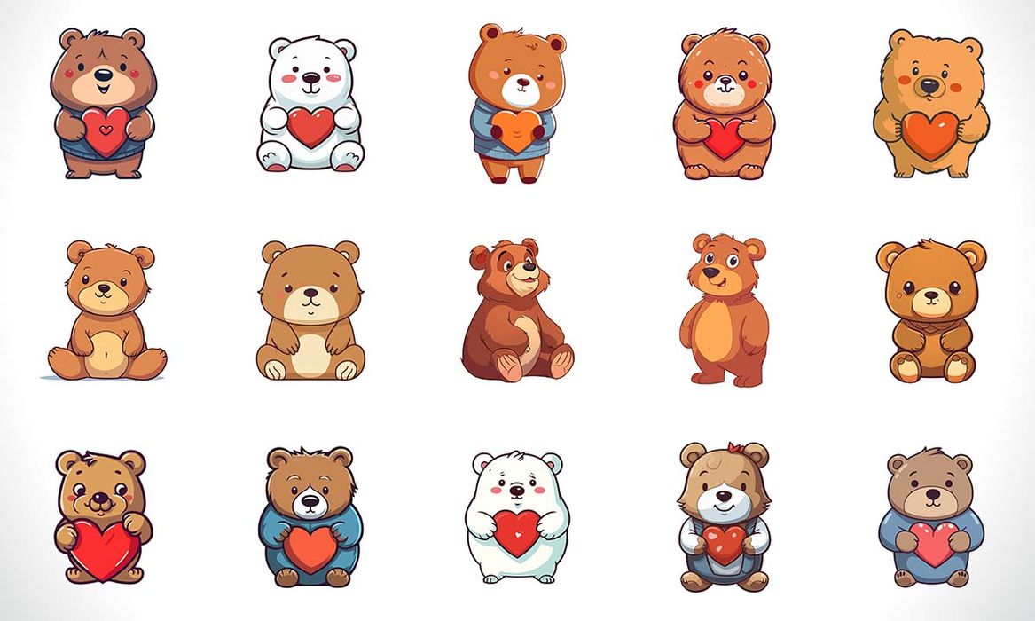 Hình ảnh chú gấu dễ thương file vector mẫu CR76