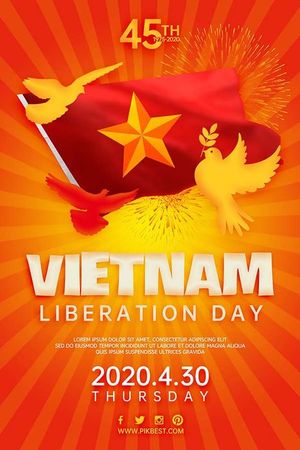 Poster chào mừng ngày giải phóng miền nam thống nhất đất nước file PSD mẫu CR1403