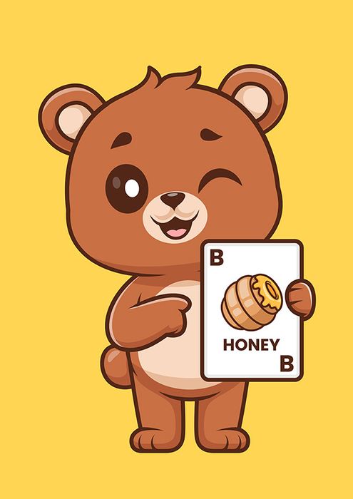 Hình ảnh chú gấu ăn mật ong file vector mẫu CR82