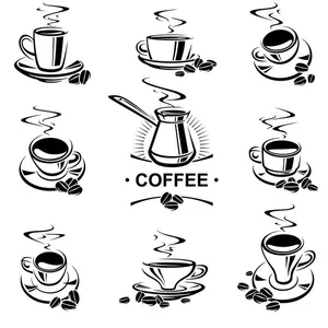 Hình ảnh cốc cafe file vector mẫu KS825