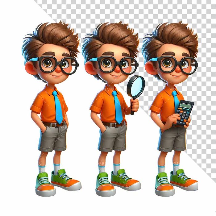 Hình ảnh cậu học sinh 3D file PNG mẫu CR877