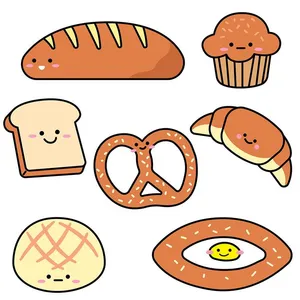 Bộ Sưu Tập Bánh Mì Dễ Thương Hoạt Hình EPS - Bánh Ngọt Minh Họa