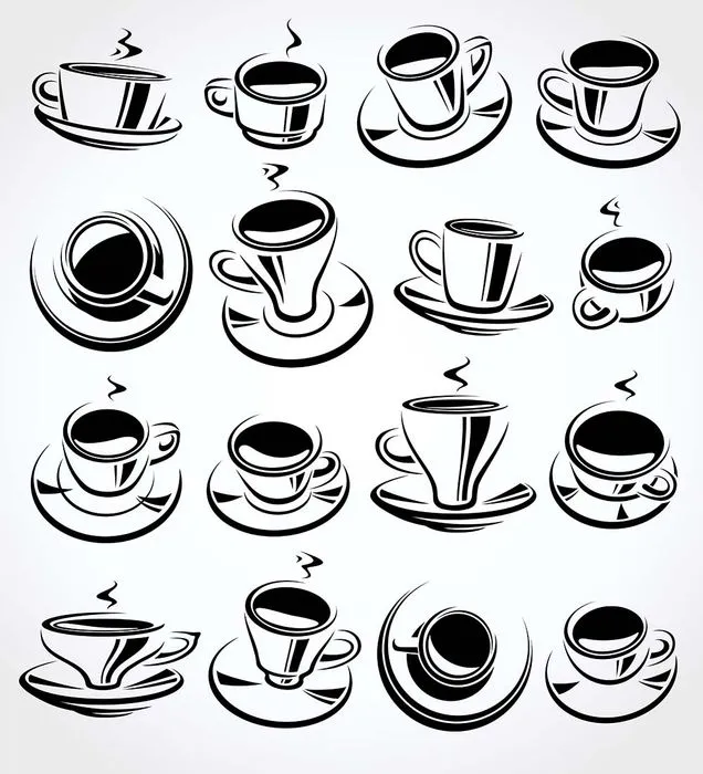 Hình ảnh cốc cafe file vector mẫu KS807