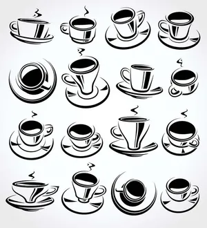 Hình ảnh cốc cafe file vector mẫu KS807