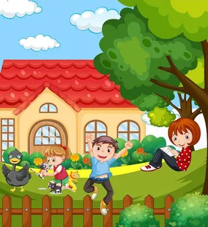 Background bé vui chơi học tập file vector mẫu KS231