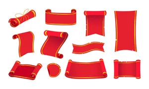 Bộ Cuộn Giấy, Câu Đối Đỏ Tết Nguyên Đán Dạng Vector