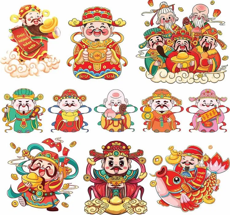 Bộ Hình Minh Họa Thần Tài Phát Lộc Độc Đáo – File Vector EPS