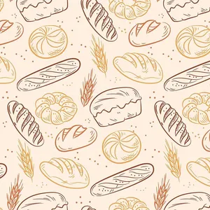 Hình Nền Bánh Mì Minh Họa Dễ Thương – File EPS Vector Thiết Kế
