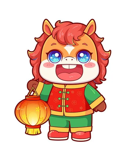 Linh Vật Ngựa Tết Nguyên Đán Dễ Thương - Hình Minh Họa Vector EPS