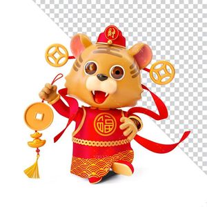 Hình ảnh chú hổ thần tài file PNG mẫu CR1095
