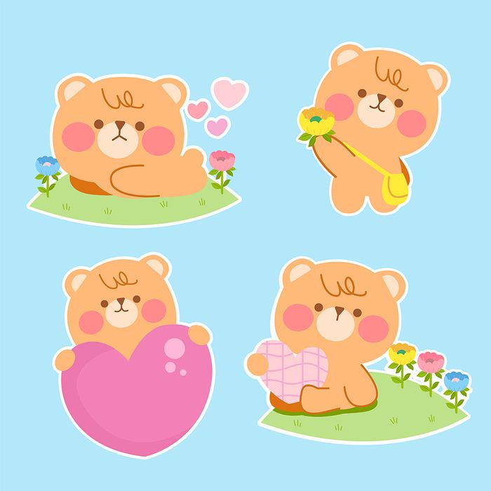 Hình ảnh chú gấu cute file vector mẫu CR123