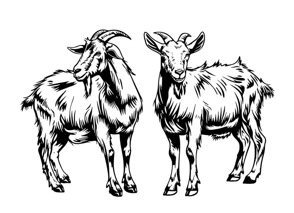 Hình ảnh hai chú dê file vector mẫu KS510