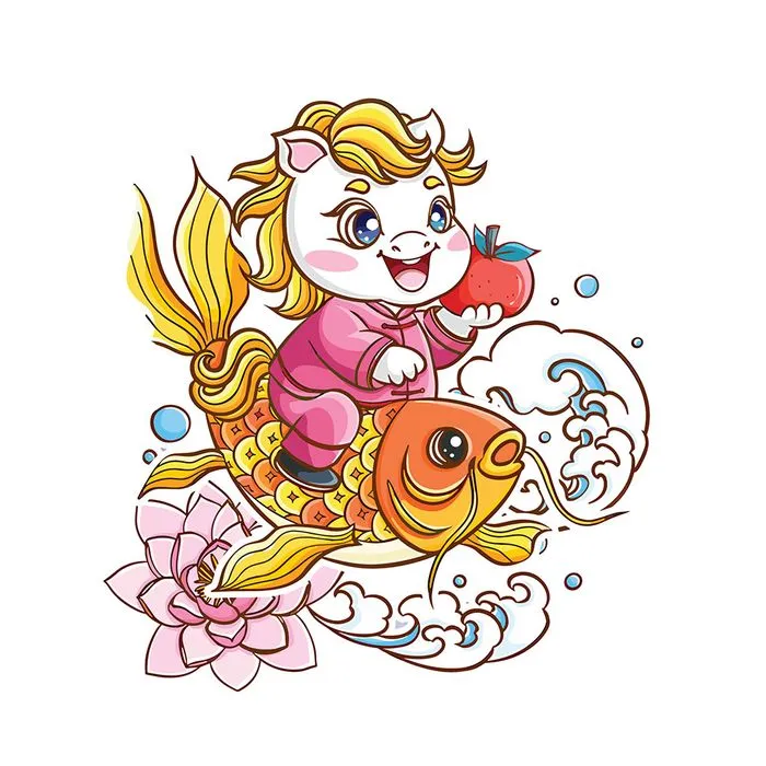 Linh Vật Ngựa Tết 2026 Hình Minh Họa Vector EPS Đáng Yêu