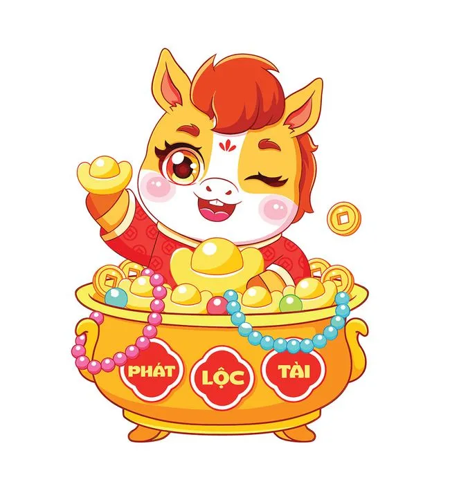 Linh Vật Ngựa Tết Nguyên Đán Dễ Thương - Vector EPS