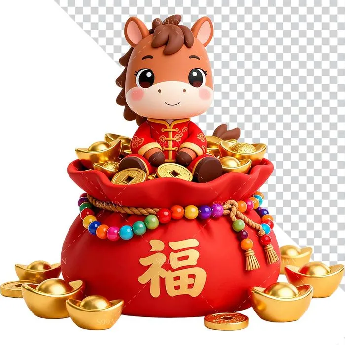 Linh Vật Ngựa Tết Nguyên Đán, Hình Minh Họa PNG Dễ Thương