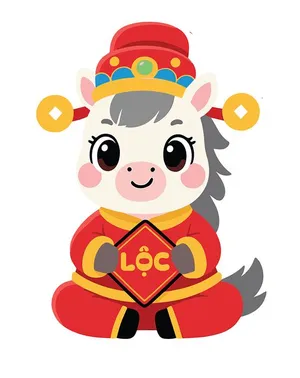 Linh vật Ngựa Tết 2024 Dễ Thương - Minh họa Vector EPS Độc Đáo