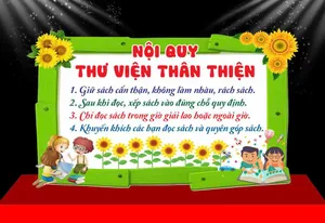 Backdrop Học Tập Chủ Đề Quy Tắc Thư Viện Thân Thiện CDR