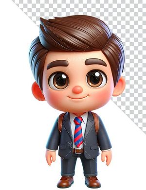 Hình ảnh cậu bé đi học 3D file PNG mẫu CR891