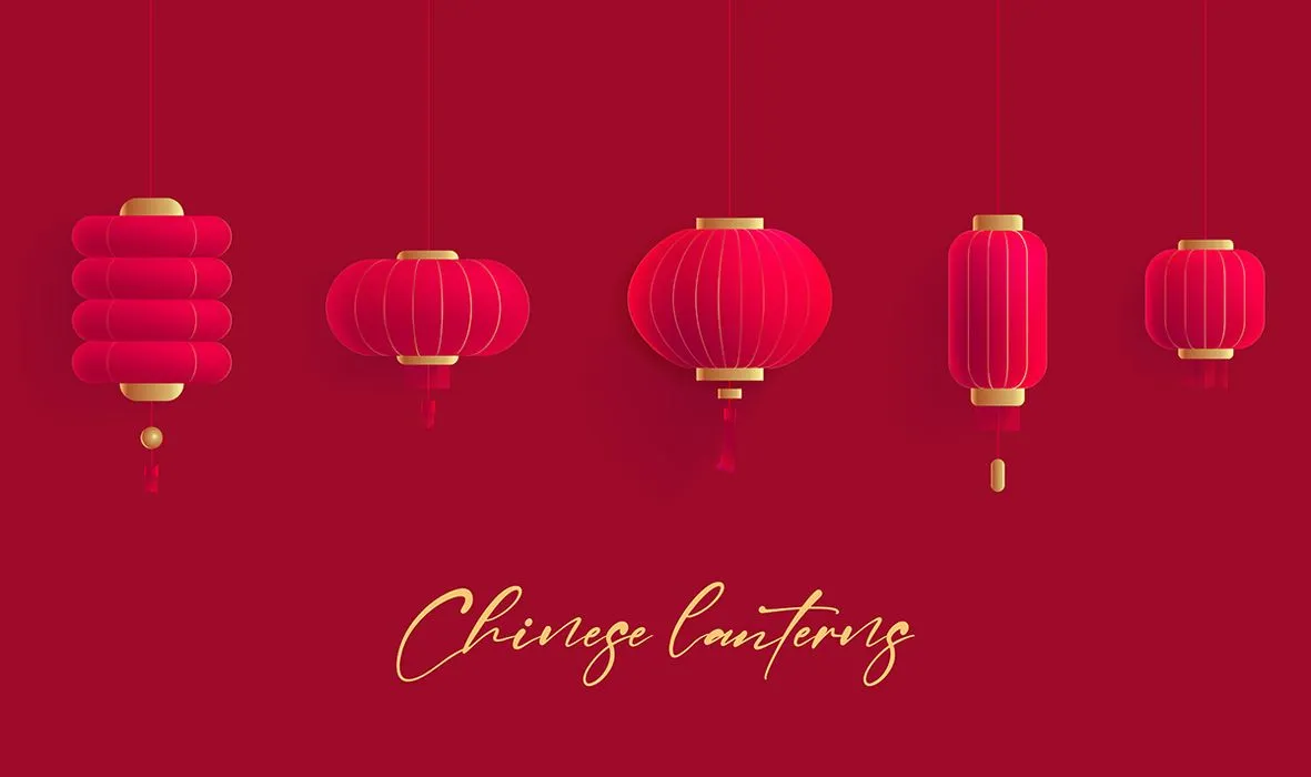 Bộ sưu tập đèn lồng đỏ nhiều hình dạng file vector mẫu KS759