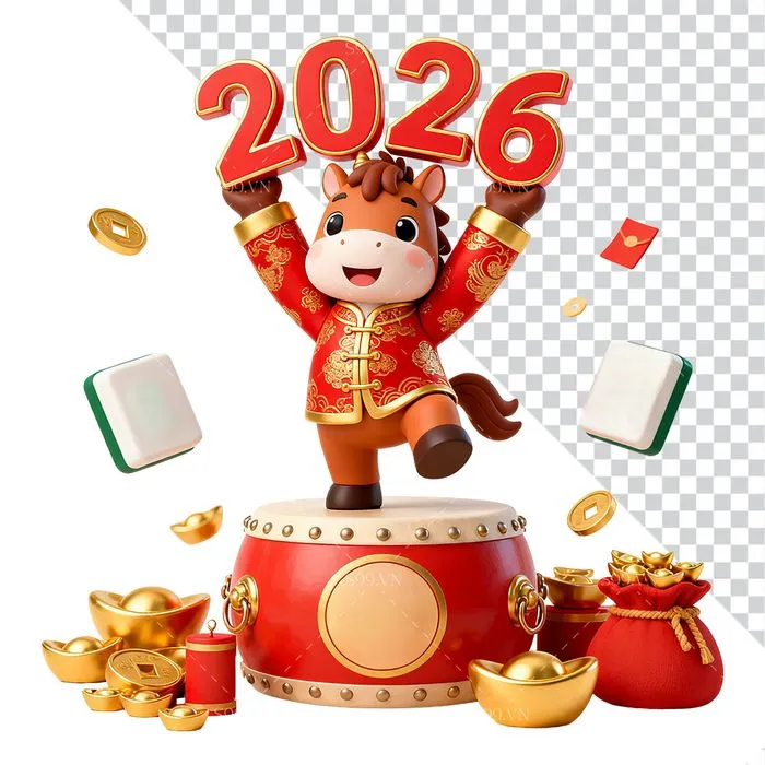 Linh Vật Ngựa Tết 2026 - Hình Minh Họa PNG Chất Lượng Cao