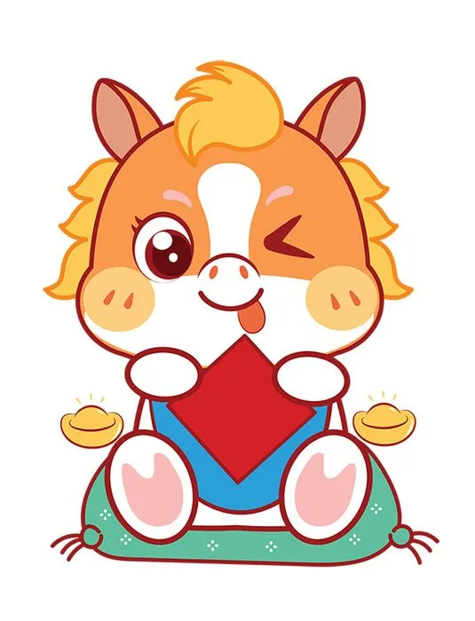 Linh Vật Ngựa Tết Nguyên Đán Dễ Thương - Minh Họa Vector EPS