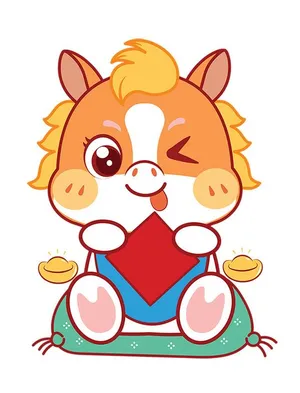 Linh Vật Ngựa Tết Nguyên Đán Dễ Thương - Minh Họa Vector EPS