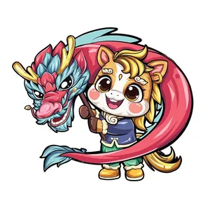 Linh Vật Ngựa Tết Kèm Rồng - Hình Minh Họa Vector EPS Độc Đáo