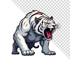 Hình ảnh chú hổ màu trắng dũng mãnh file PNG mẫu CR1051