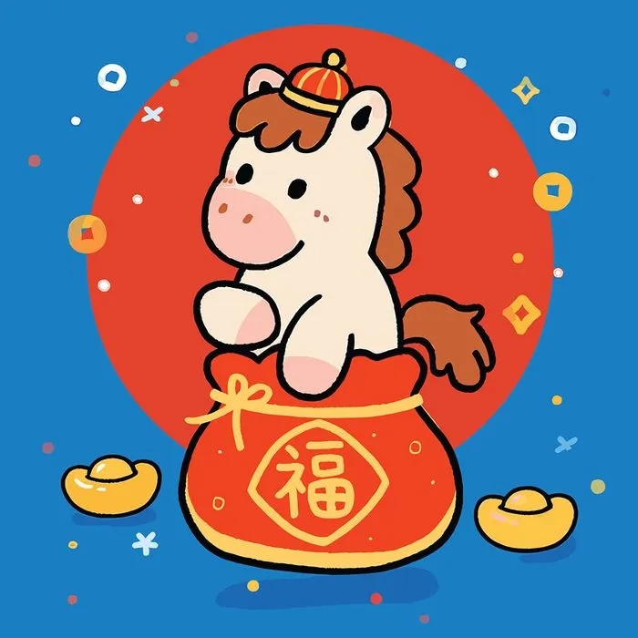 Ngựa Tết 2026 Minh Họa Phong Cách Dễ Thương – File EPS Vector