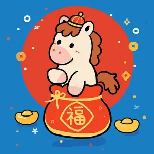 Ngựa Tết 2026 Minh Họa Phong Cách Dễ Thương – File EPS Vector