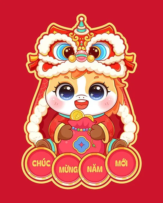 Linh Vật Ngựa Tết Nguyên Đán Dễ Thương - Minh Họa Vector EPS