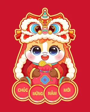 Linh Vật Ngựa Tết Nguyên Đán Dễ Thương - Minh Họa Vector EPS