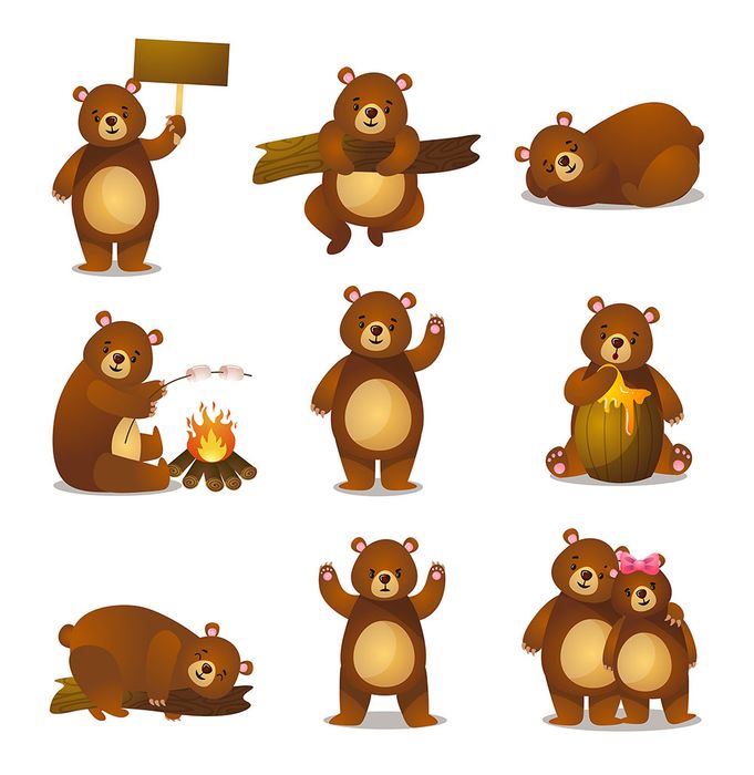 Bộ sưu tập hình ảnh chú gấu cute file vector mẫu CR95