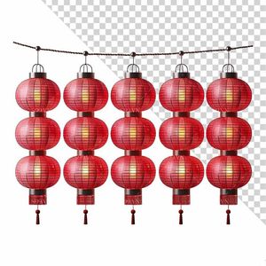 Hình ảnh dây đèn lồng màu đỏ trang trí ngày lễ tết file PNG mẫu CR585
