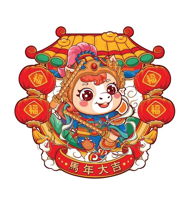 Linh Vật Ngựa Tết Nguyên Đán Dễ Thương - Hình Minh Họa Vector EPS