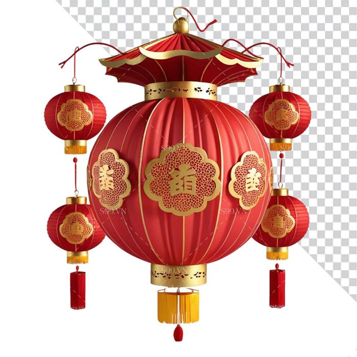 Hình ảnh đèn lồng màu đỏ kiểu dáng trung quốc file PNG mẫu CR553