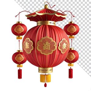 Hình ảnh đèn lồng màu đỏ kiểu dáng trung quốc file PNG mẫu CR553