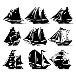 Hình ảnh cánh thuyền buồm ra khơi file vector mẫu HH222